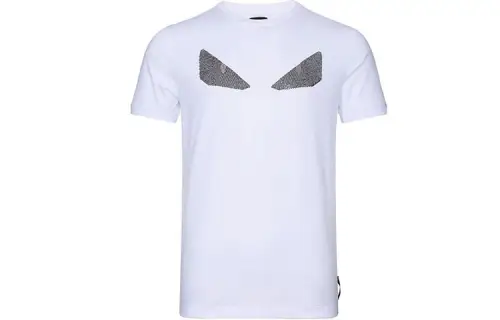 FENDI T Shirts Men's White Crew Neck Moderate Straight Fit