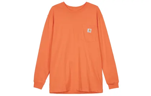 Carhartt T Shirts Unisex Orange Crew Neck Moderate Heavyweight