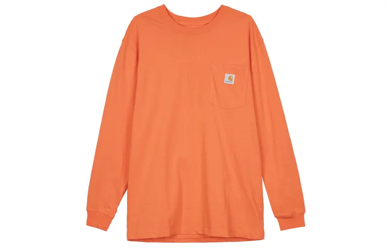 Carhartt T Shirts Unisex Orange Crew Neck Moderate Heavyweight