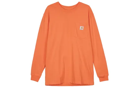 Carhartt T-Shirts Unisex Orange Crew Neck Moderate Heavyweight