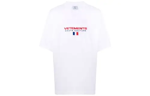 Vetements T Shirts Unisex White Crew Neck Moderate Straight Fit
