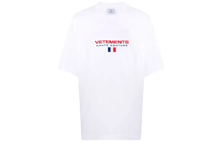 Vetements T Shirts Unisex White Crew Neck Moderate Straight Fit