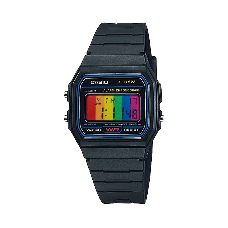 CASIO Custom Collection F 91W 1 Quartz Movement Resin Strap Watch Unisex Multicolor Watch Dial