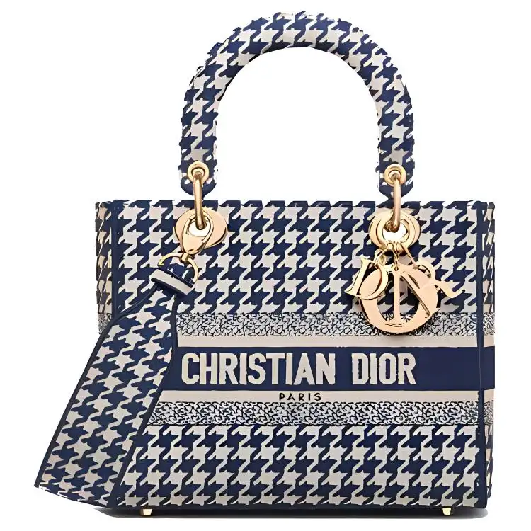 DIOR Lady D Lite Embroidery Handbag Shoulder Bag, Crossbody Bag, Handbag Medium Women's Blue