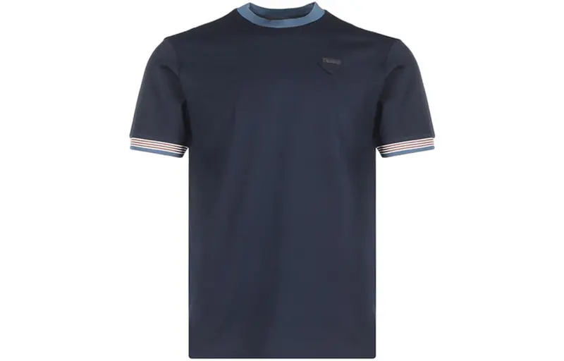 PRADA T Shirts Men's Navy Crew Neck Moderate Straight Fit