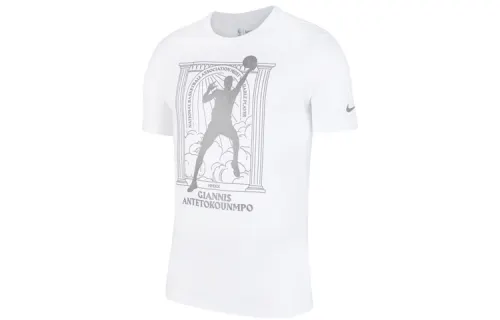 Nike Milwaukee Bucks MVP Series Antetokounmpo Basketball Printed Round Neck Rotary Sleeve T-shirt Men's White