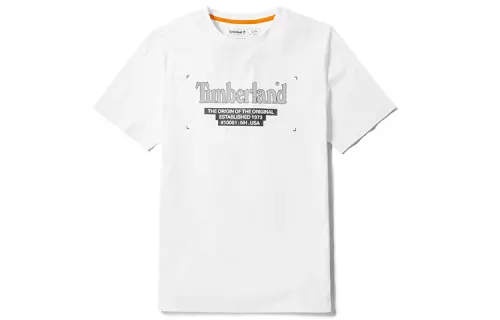 Timberland T Shirts Men's White Crew Neck Moderate Straight Fit