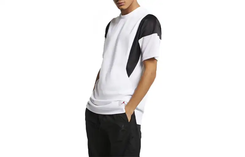Jordan T Shirts Men's White Crew Neck Moderate Straight Fit