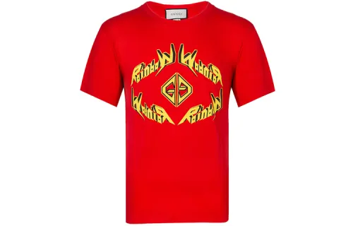 GUCCI T Shirts Men's Red Crew Neck Moderate Straight Fit