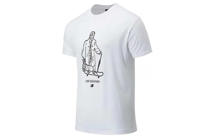 New Balance T-Shirts Men's White Crew Neck Moderate Straight Fit