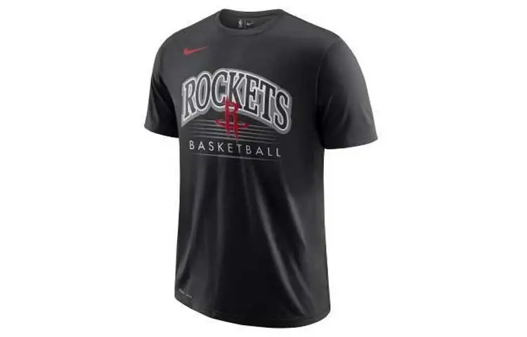 Nike T-Shirts Men's Black Crew Neck Moderate Straight Fit