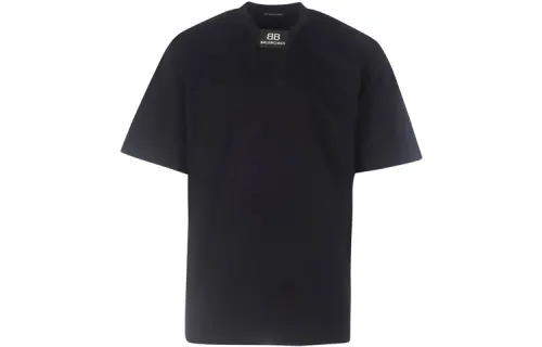 Balenciaga T Shirts Men's Black V Neck Moderate Straight Fit