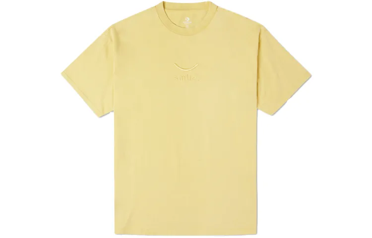 Converse T Shirts Men's Yellow Crew Neck Moderate Straight Fit