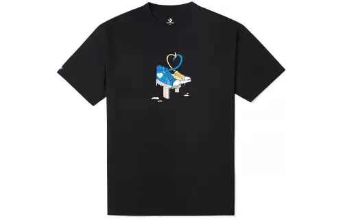 Converse T Shirts Men's Black Crew Neck Moderate Straight Fit