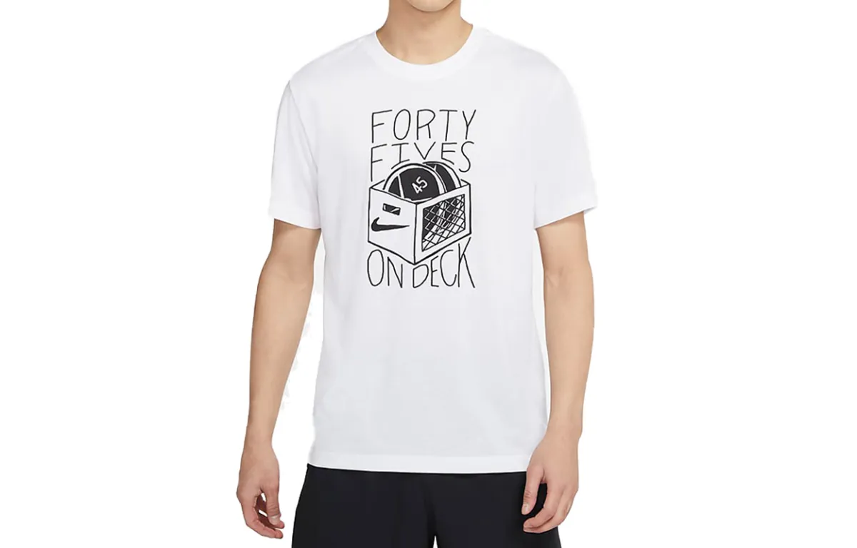 Nike T-Shirts Men's White Crew Neck Moderate Straight Fit