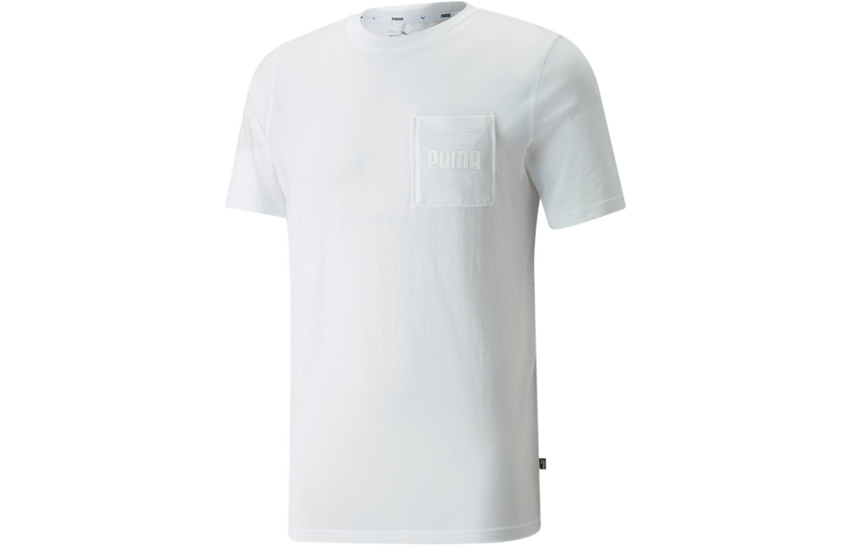 PUMA MODERN BASICS T Shirts Men's White Crew Neck Moderate Straight Fit