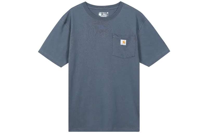 Carhartt T Shirts Men's Blue Gray Crew Neck Moderate Heavyweight