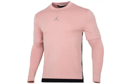 Jordan T Shirts Men's Pink Gray Crew Neck Moderate Straight Fit
