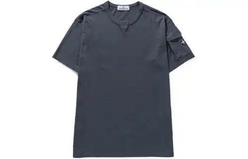 STONE ISLAND T Shirts Men's Navy Blue Crew Neck Moderate Straight Fit