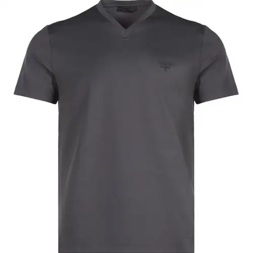 PRADA T Shirts Men's Smoke Gray V Neck Moderate Straight Fit