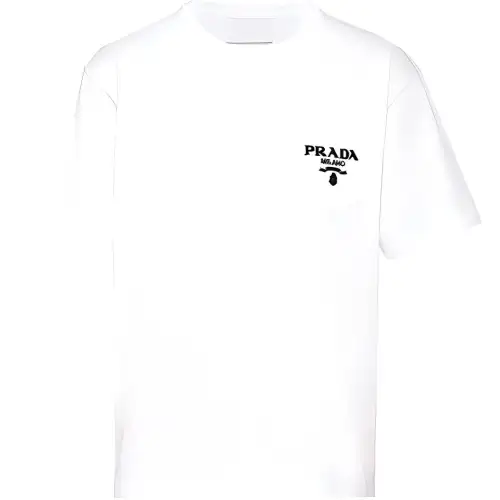 PRADA T Shirts Men's White Crew Neck Moderate Straight Fit