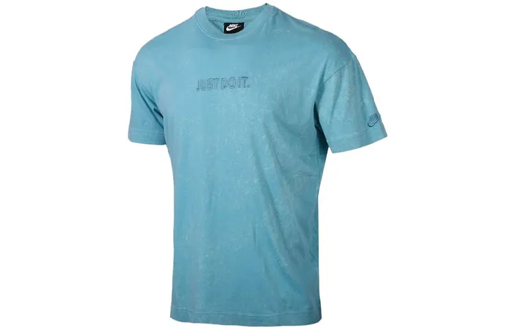 Nike T-Shirts Men's Lake Blue Crew Neck Moderate Straight Fit