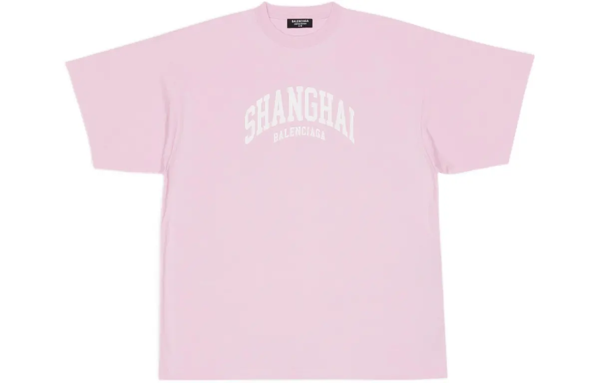 Balenciaga T-Shirts Unisex Pink Crew Neck Moderate Straight Fit