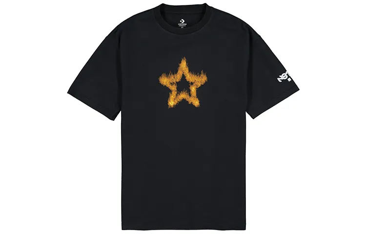 Converse T-Shirts Unisex Black Crew Neck Moderate Straight Fit