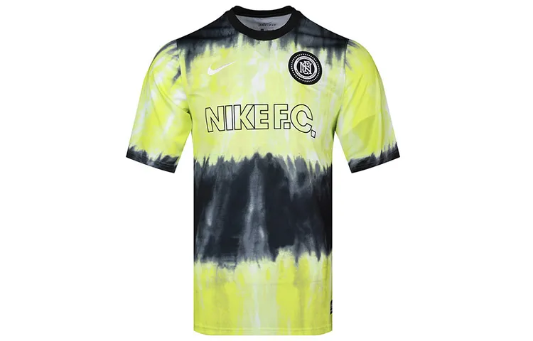Nike T-Shirts Men's Yellow Crew Neck Moderate Straight Fit