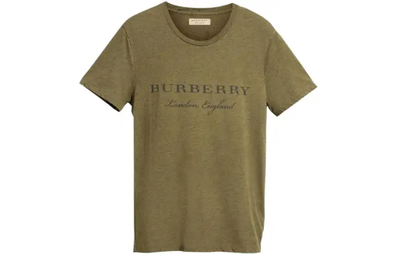 Burberry T Shirts Men's Green Crew Neck Moderate Straight Fit