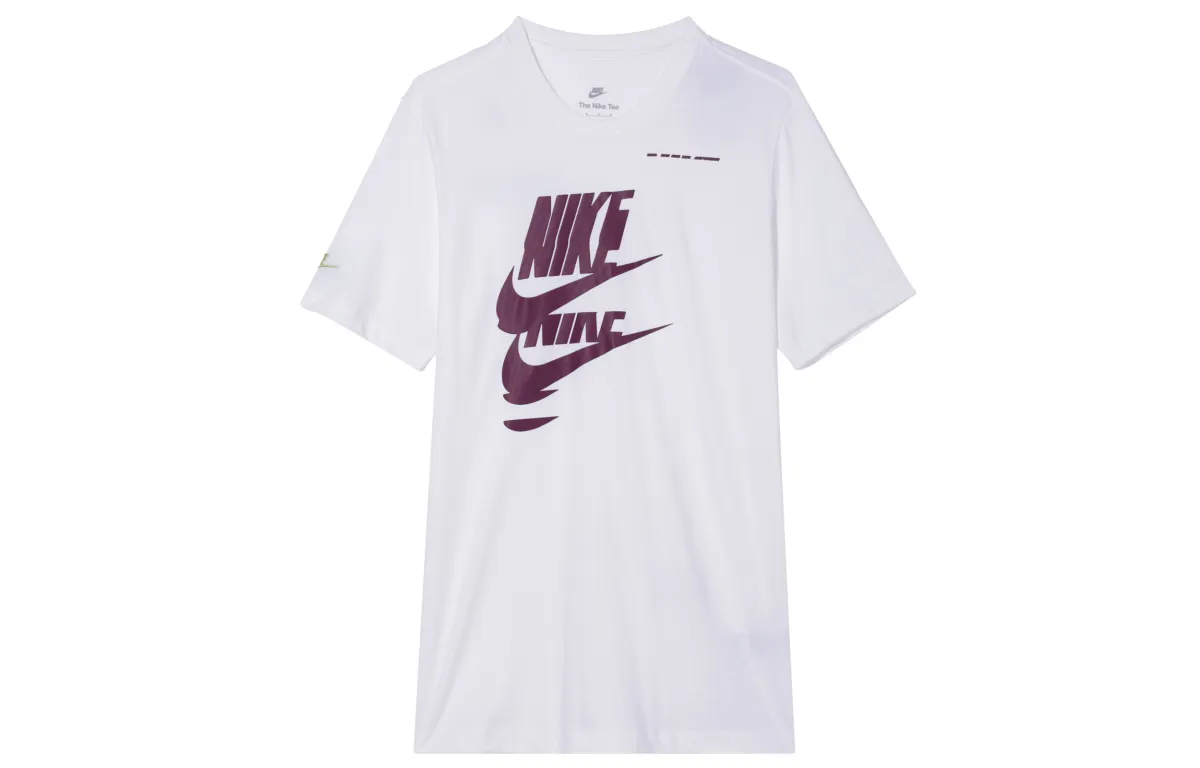 Nike T-Shirts Men's White Crew Neck Moderate Straight Fit