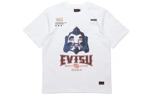 EVISU T Shirts Men's White Crew Neck Moderate Straight Fit