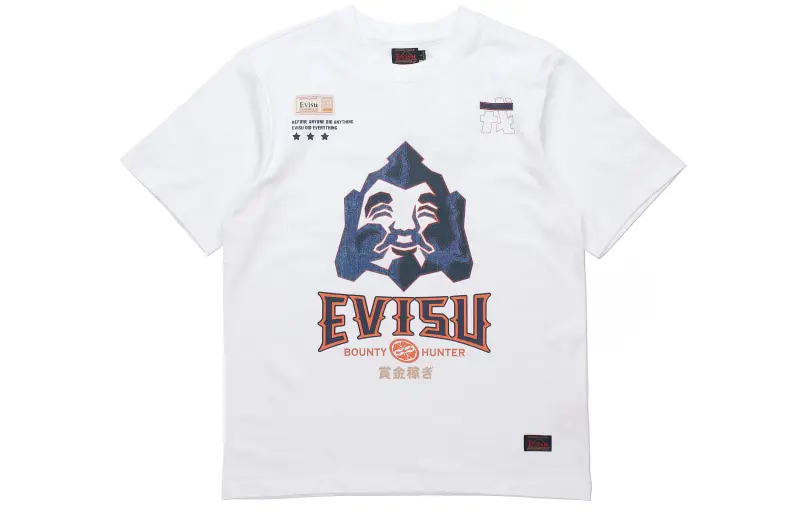 EVISU T Shirts Men's White Crew Neck Moderate Straight Fit