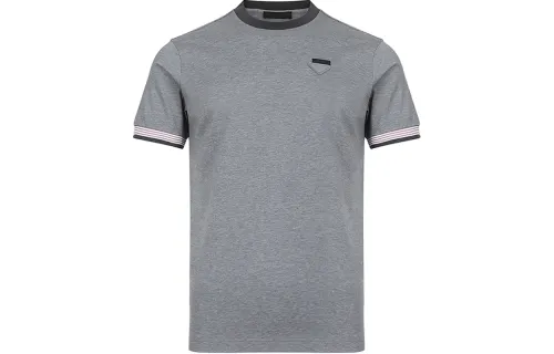 PRADA T Shirts Men's Smoke Gray Crew Neck Moderate Straight Fit