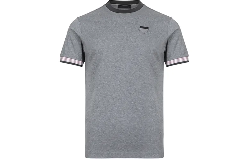 PRADA T Shirts Men's Smoke Gray Crew Neck Moderate Straight Fit
