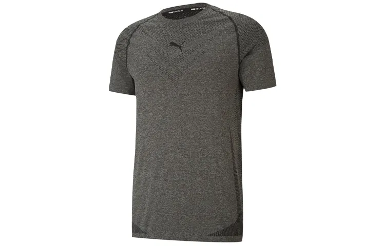 PUMA T Shirts Men's Black Crew Neck Moderate Straight Fit