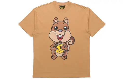 Drew house Smiley Collection T Shirts Unisex Camel Crew Neck Moderate Straight Fit