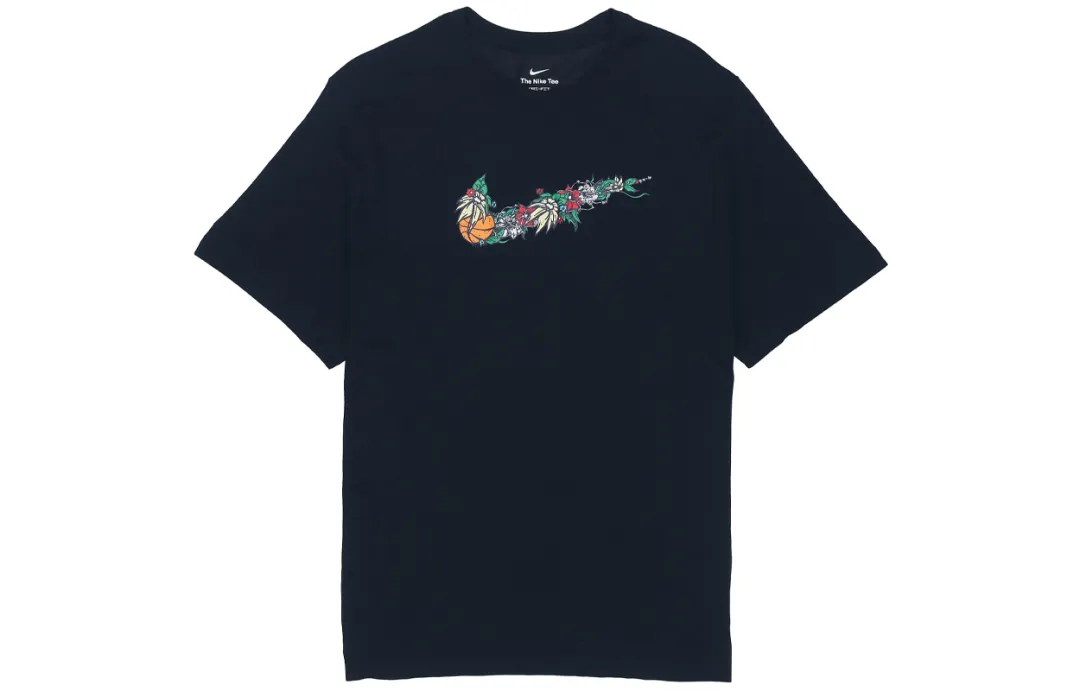 Nike T Shirts Men's Black Crew Neck Moderate Straight Fit
