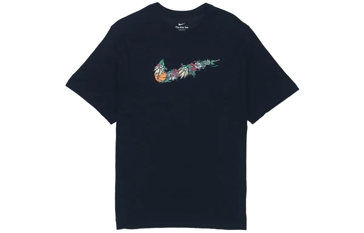 Nike T-Shirts Men's Black Crew Neck Moderate Straight Fit