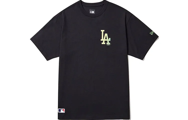 New Era T-Shirts Unisex Black Crew Neck Moderate Straight Fit