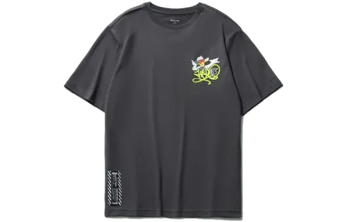Li Ning X Disney T Shirts Unisex Black Pine Gray Crew Neck Moderate Straight Fit