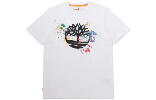 Timberland T Shirts Men's White Crew Neck Moderate Straight Fit