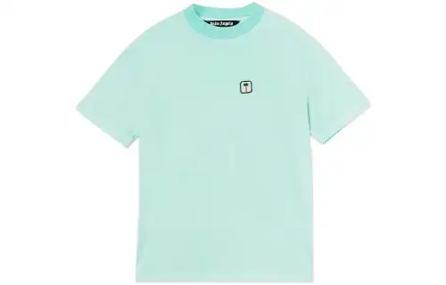 PALM ANGELS T Shirts Men's Neon Green Crew Neck Moderate Straight Fit