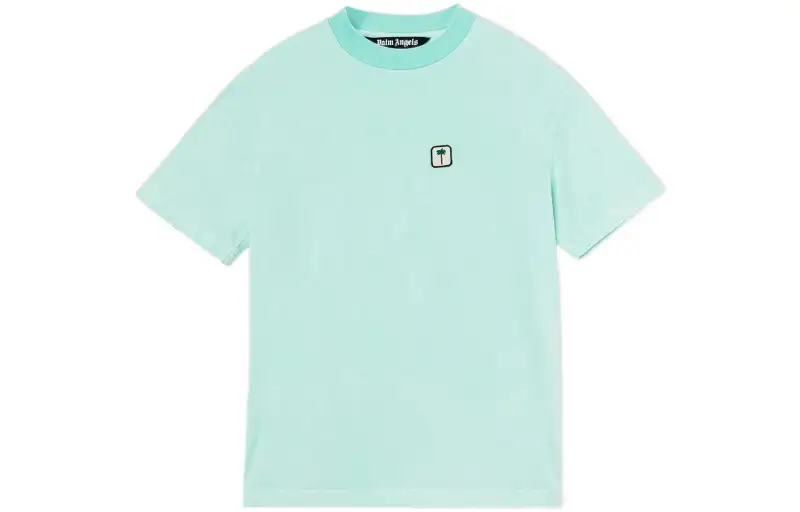 PALM ANGELS T Shirts Men's Neon Green Crew Neck Moderate Straight Fit