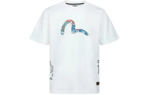 EVISU T Shirts Men's White Crew Neck Moderate Straight Fit