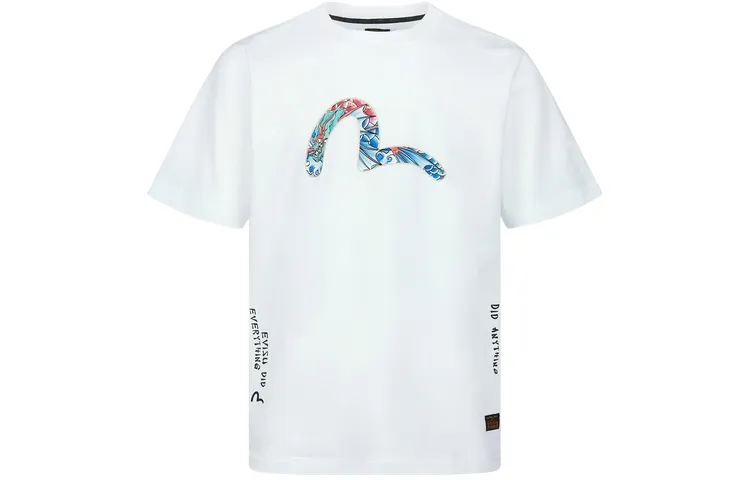 EVISU T Shirts Men's White Crew Neck Moderate Straight Fit