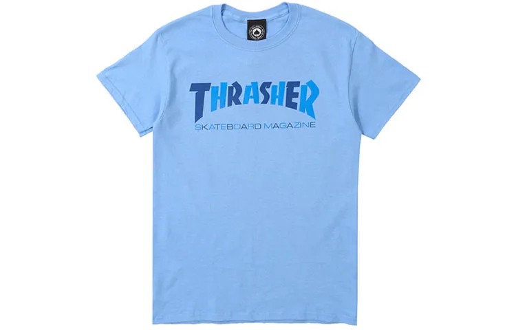 Thrasher T Shirts Unisex Blue Crew Neck Moderate Straight Fit