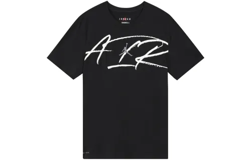 Jordan T Shirts Men's Black Crew Neck Moderate Straight Fit