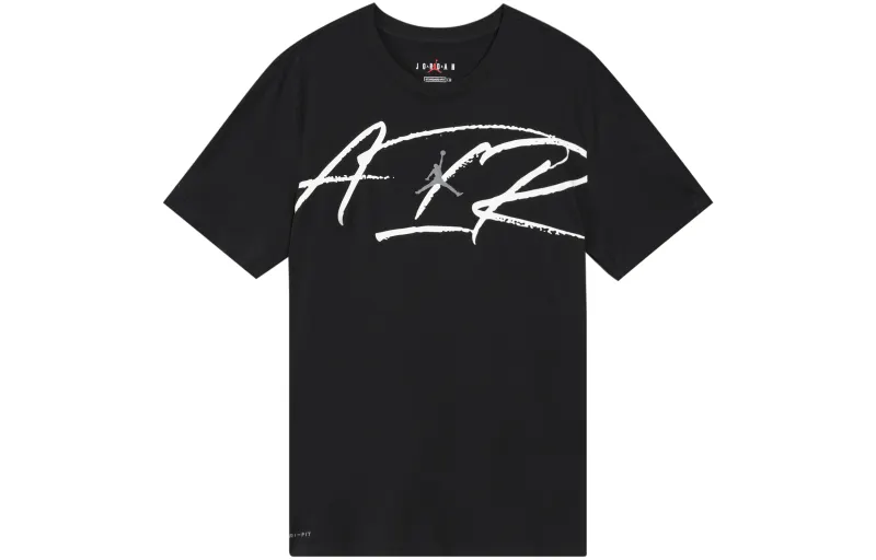 Jordan T Shirts Men's Black Crew Neck Moderate Straight Fit