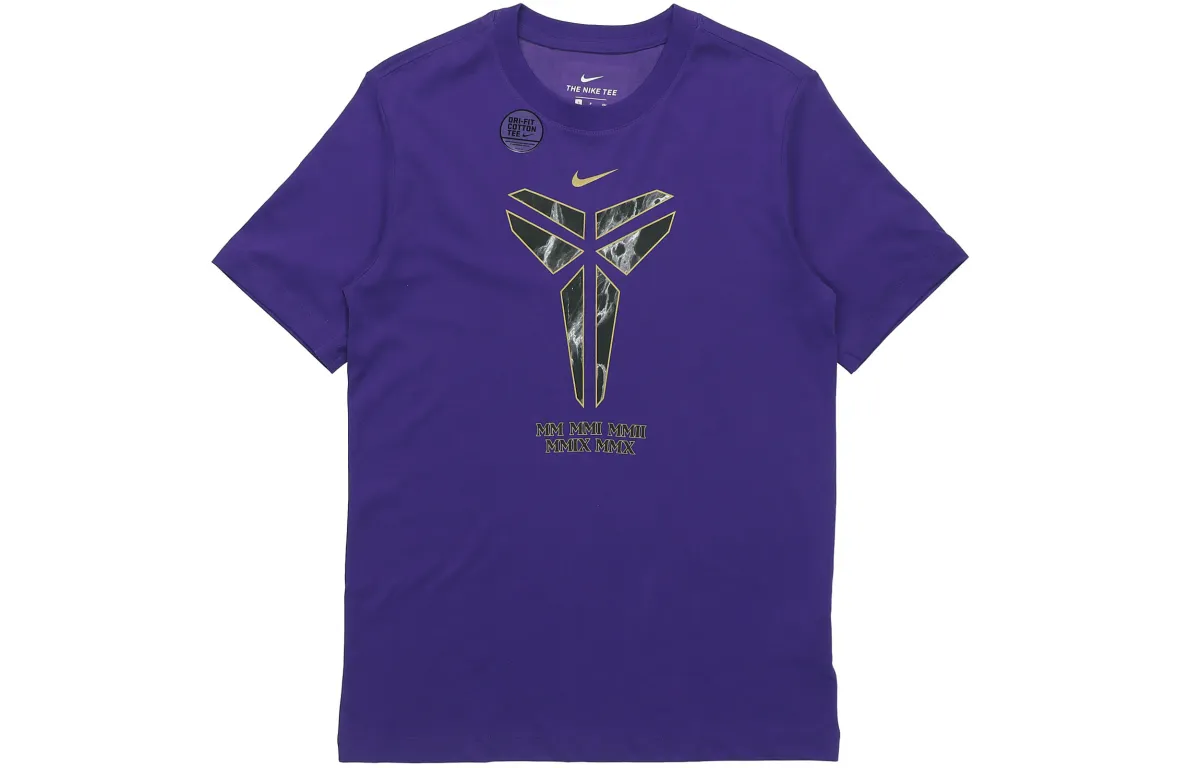Nike T-Shirts Men's Purple Crew Neck Moderate Straight Fit